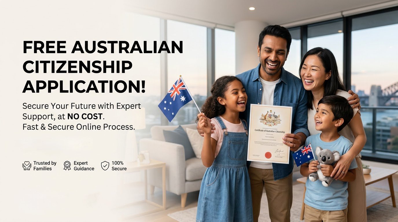 A family celebrating Australian citizenship